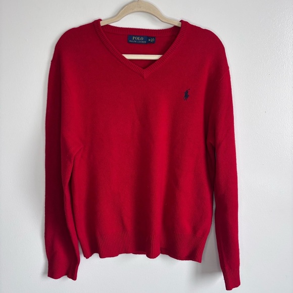 Ralph Lauren Other - Ralph Lauren 100% Wool Men's V-Neck Sweater in Bold Red